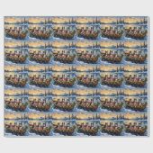 Rough Collie Christmas Boat Holiday Geschenkpapier (Flach)