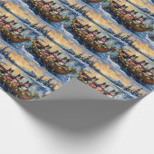 Rough Collie Christmas Boat Holiday Geschenkpapier (Ecke)