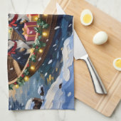 Rough Collie Christmas Boat Holiday Geschirrtuch (Viertel Falte)