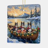 Rough Collie Christmas Boat Holiday Keramikornament (Links)