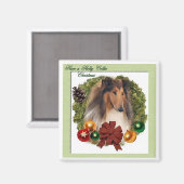Rough Collie Christmas Geschenke Magnet (Vorderseite/Rückseite)