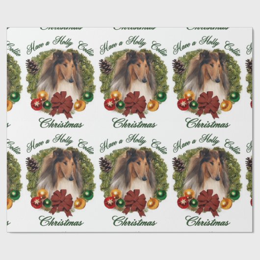 Rough Collie Christmas Geschenkpapier (Flach)