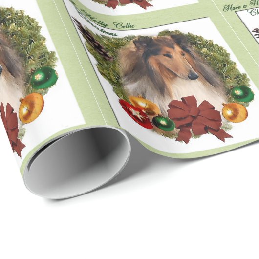 Rough Collie Christmas Geschenkpapier (Rolleneckpunkt)