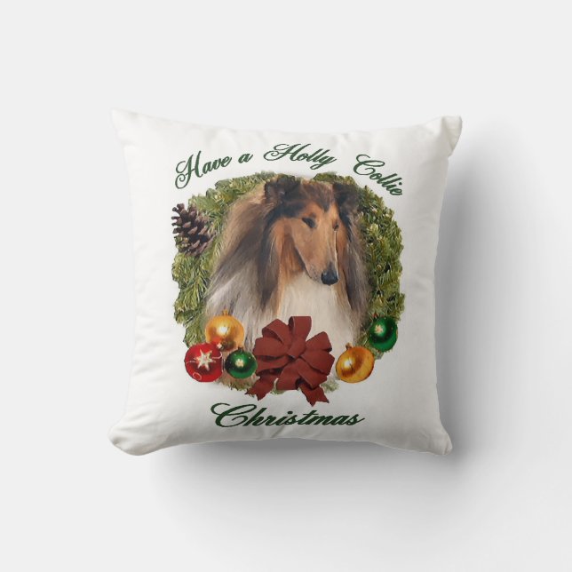 Rough Collie Christmas Kissen (Vorderseite)