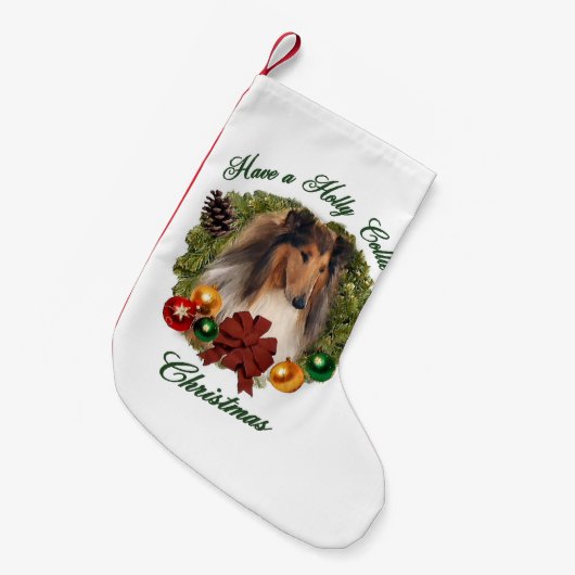 Rough Collie Christmas Kleiner Weihnachtsstrumpf (Vorderansicht (hängend))