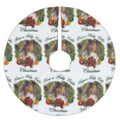 Rough Collie Christmas Polyester Weihnachtsbaumdecke (Vorderseite)