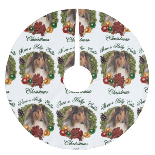 Rough Collie Christmas Polyester Weihnachtsbaumdecke (Vorderseite)