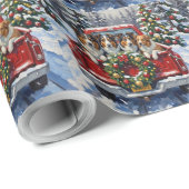 Rough Collie Christmas Red Truck Holiday Geschenkpapier (Rolleneckpunkt)