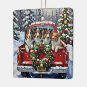 Rough Collie Christmas Red Truck Holiday Keramikornament (Links)