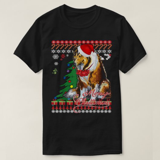 Rough Collie Christmas Sweater T-Shirt (Design vorne)