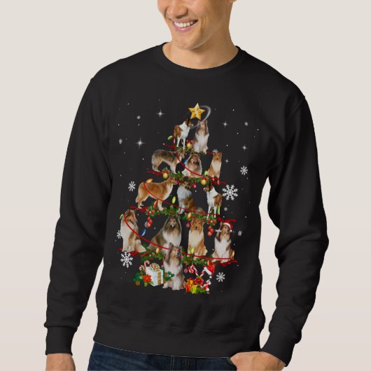 Rough Collie Christmas Tree Lights Sweater Dog Chr Sweatshirt (Vorderseite)
