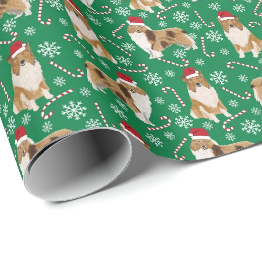 Rough Collie Christmas Wrapper Geschenkpapier (Rolleneckpunkt)