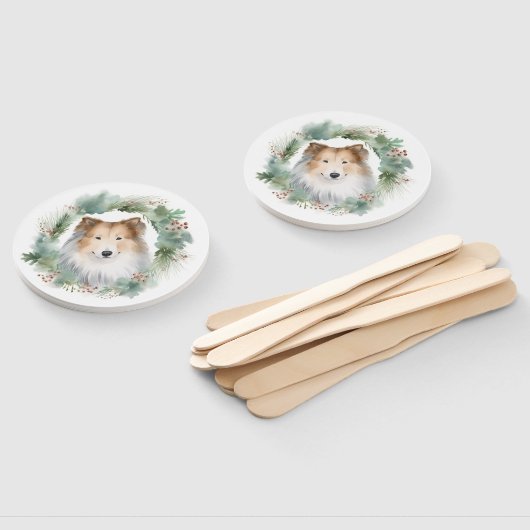 Rough Collie Christmas Wreath Fächer (Non-assembled)