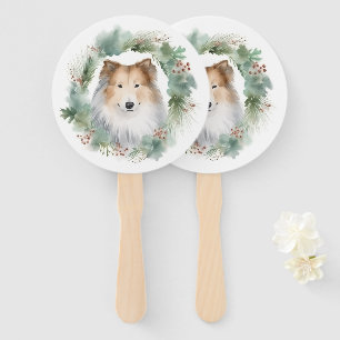 Rough Collie Christmas Wreath Fächer
