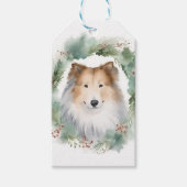 Rough Collie Christmas Wreath Geschenkanhänger (Vorderseite)