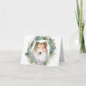 Rough Collie Christmas Wreath Karte (Vorderseite)