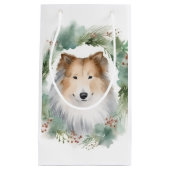 Rough Collie Christmas Wreath Kleine Geschenktüte (Vorderseite)