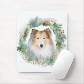 Rough Collie Christmas Wreath Mousepad (Mit Mouse)