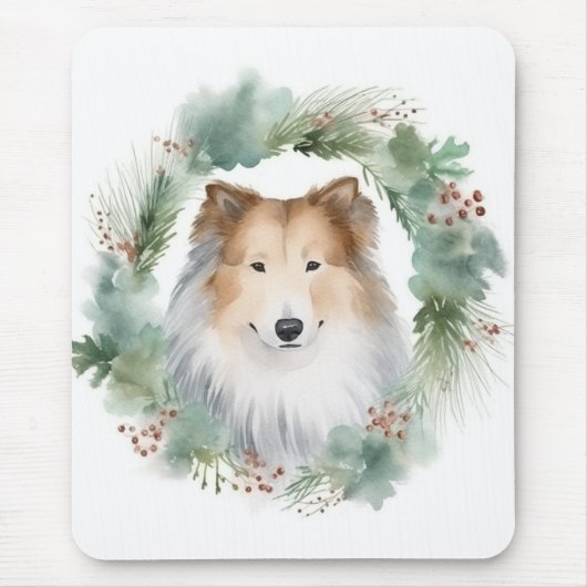 Rough Collie Christmas Wreath Mousepad (Vorne)