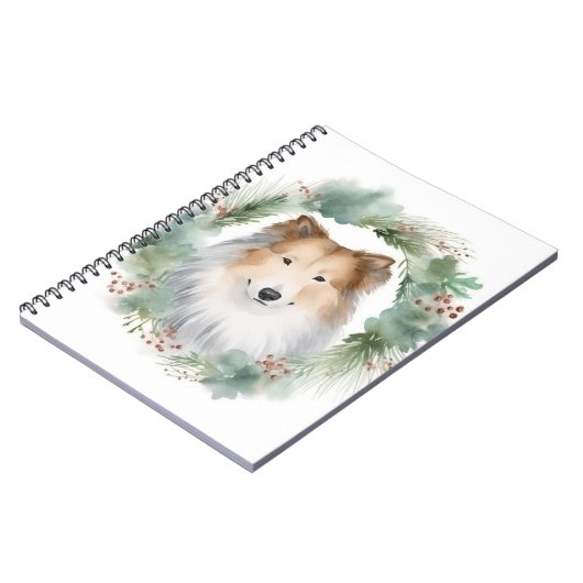 Rough Collie Christmas Wreath Notizblock (Linke Seite)