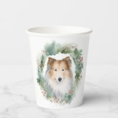 Rough Collie Christmas Wreath Pappbecher (Rückseite)