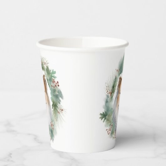 Rough Collie Christmas Wreath Pappbecher (Links)