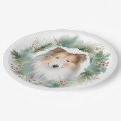 Rough Collie Christmas Wreath Pappteller (Schrägansicht)