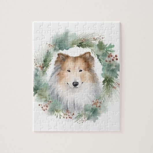Rough Collie Christmas Wreath Puzzle (Vertikal)