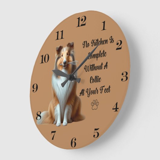 Rough Collie Clock Große Wanduhr (Winkel)