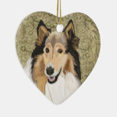 Rough Collie, Collie-Portrait, lang haarig Keramik Ornament (Rechts)