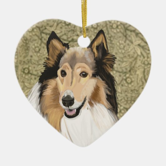 Rough Collie, Collie-Portrait, lang haarig Keramik Ornament (Vorne)