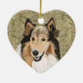 Rough Collie, Collie-Portrait, lang haarig Keramik Ornament (Hinten)