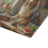 Rough Collie Cooking in Kitchen Schneidebrett (Ecke)
