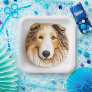 Rough Collie Dog 3D Inspiriert Pappteller
