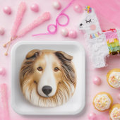 Rough Collie Dog 3D Inspiriert Pappteller (Party)