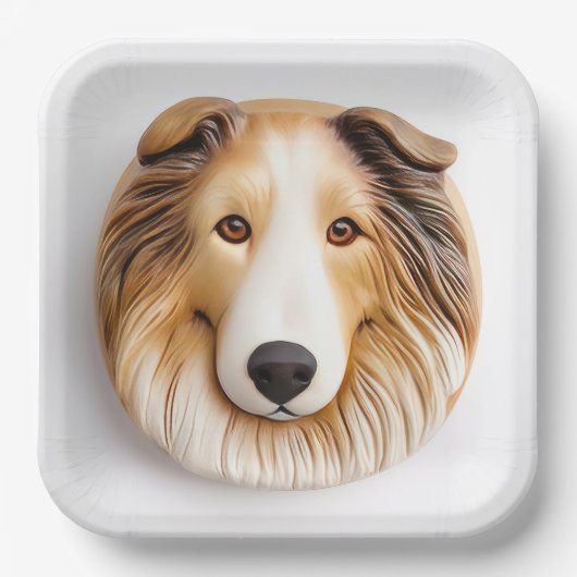 Rough Collie Dog 3D Inspiriert Pappteller (Vorderseite)