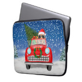 Rough Collie Dog Autofahren Auto in Schnee Weihnac Laptopschutzhülle (Vorderseite Links)