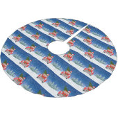 Rough Collie Dog Autofahren Auto in Schnee Weihnac Polyester Weihnachtsbaumdecke (Schrägansicht)