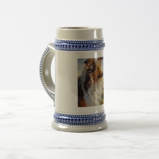 Rough Collie Dog Bierglas (Vorderseite Links)