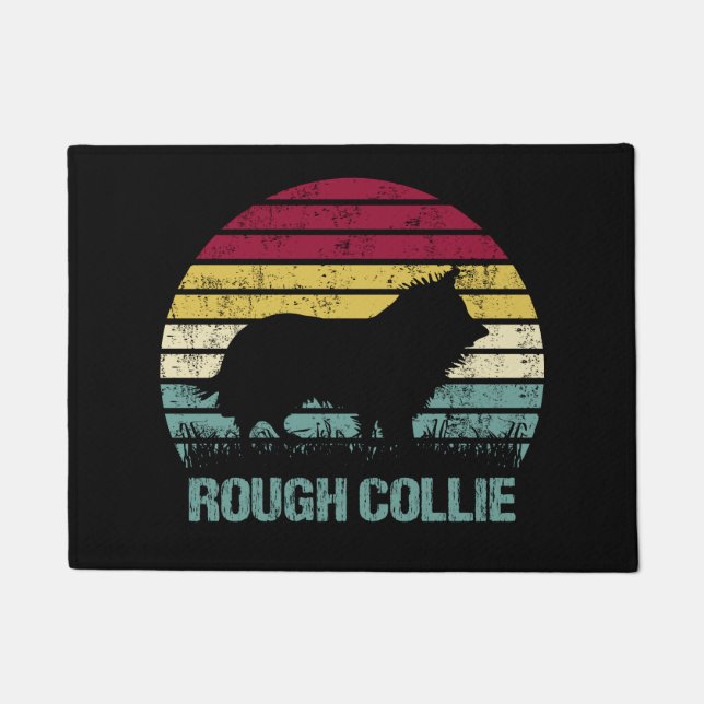 Rough Collie Dog breed Retro Vintage Silhouette Fußmatte (Vorderseite)