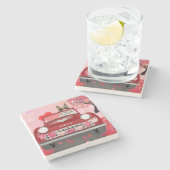 Rough Collie Dog Car mit Herzvalentiner Steinuntersetzer (Seitenansicht)