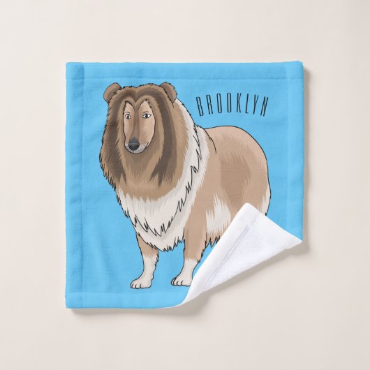 Rough collie dog cartoon illustration badhandtuch set (Waschlappen)