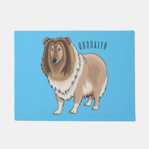 Rough collie dog cartoon illustration fußmatte