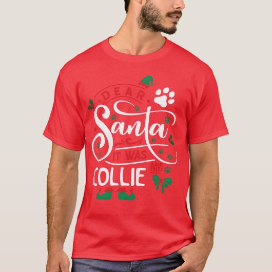 Rough Collie Dog Christmas Hund brüten Freunde vin T-Shirt (Vorderseite)