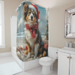 Rough Collie Dog Christmas Vintag Beach Duschvorhang<br><div class="desc">Bringen Sie die Wärme der Ferien an die Küste mit diesem charmanten, Vintag inspirierten Design, das einen festlichen Hund auf einem ruhigen Strand besticht. Mit einer klassischen Touch nostalgischer Töne und Küstenstöcke erweckt dieses Kunstwerk den Zauber der Weihnachtszeit am Meer. Dieses Design ist perfekt für den gelungenen Urlaub geeignet und...</div>