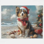 Rough Collie Dog Christmas Vintag Beach Fleecedecke (Vorderseite (Horizontal))