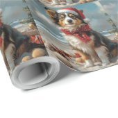 Rough Collie Dog Christmas Vintag Beach Geschenkpapier (Rolleneckpunkt)