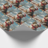 Rough Collie Dog Christmas Vintag Beach Geschenkpapier (Ecke)