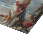 Rough Collie Dog Christmas Vintag Beach Schneidebrett (Ecke)