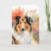 Rough Collie Dog Colorful Garden Path Get Well Karte (Vorderseite)